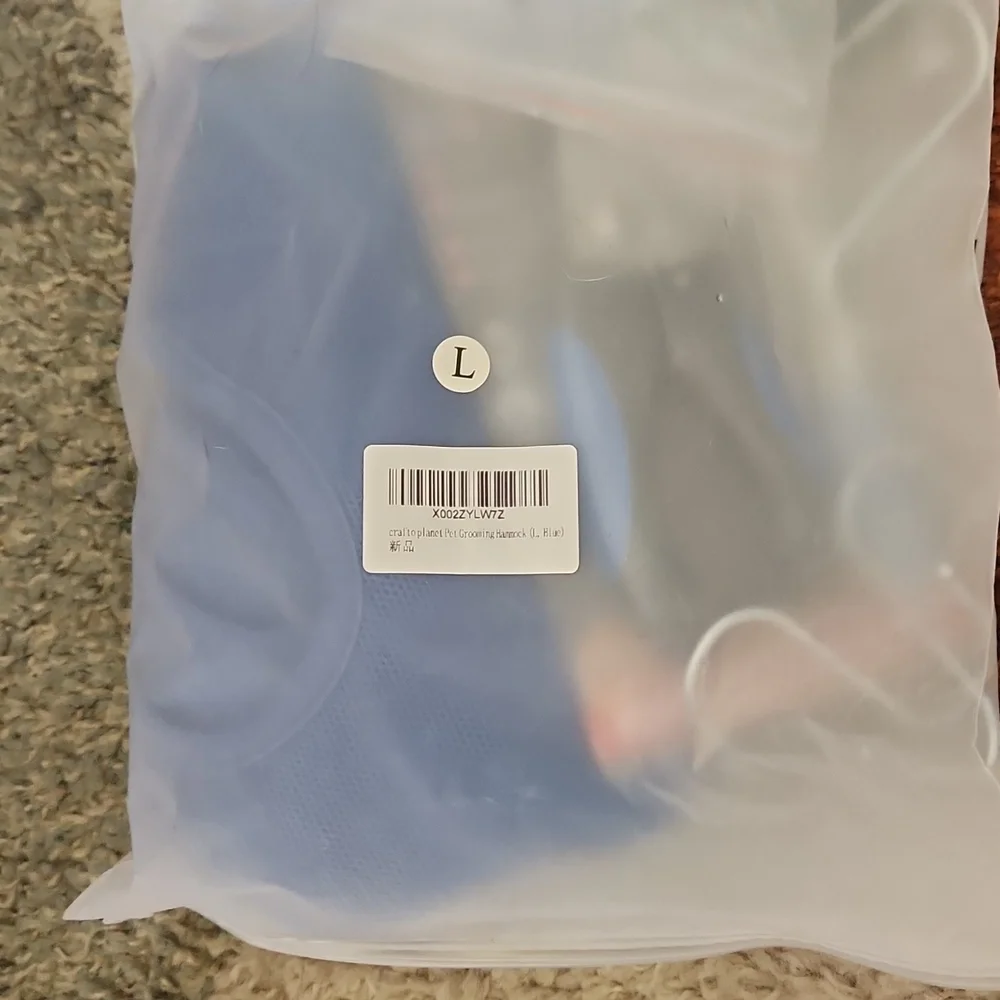 Dog nail grooming hammock, size Large, blue, New in package